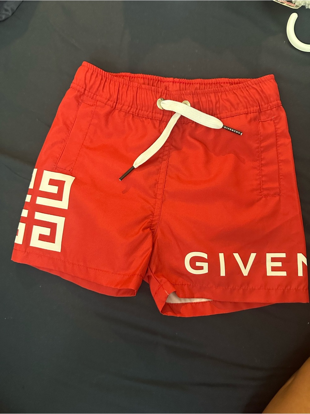 Givenchy Red and White Mesh-Lined Swim Shorts